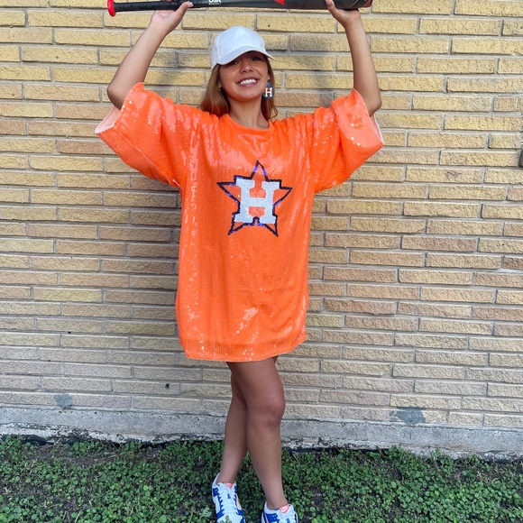 Houston Astros GameDay Sparkly Sequin Dress - Picture 1 of 7
